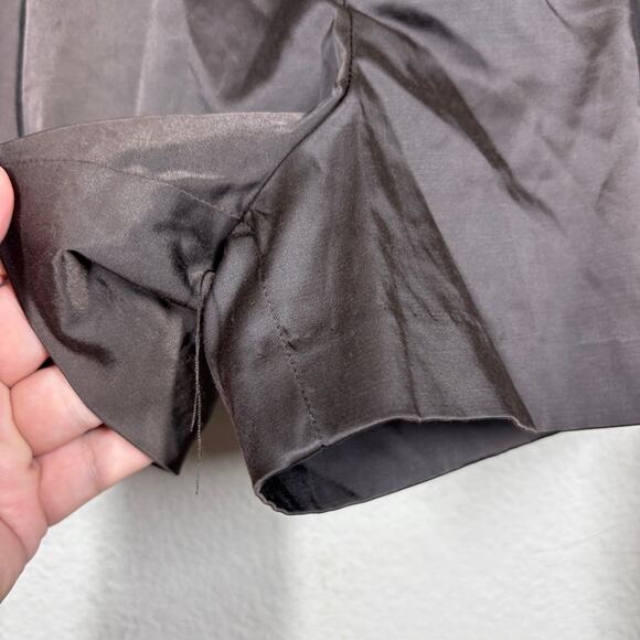 Zara Womens Size Small Flared Satin Shorts Brown Cotton Blend Pleated Pockets - Picture 4 of 8